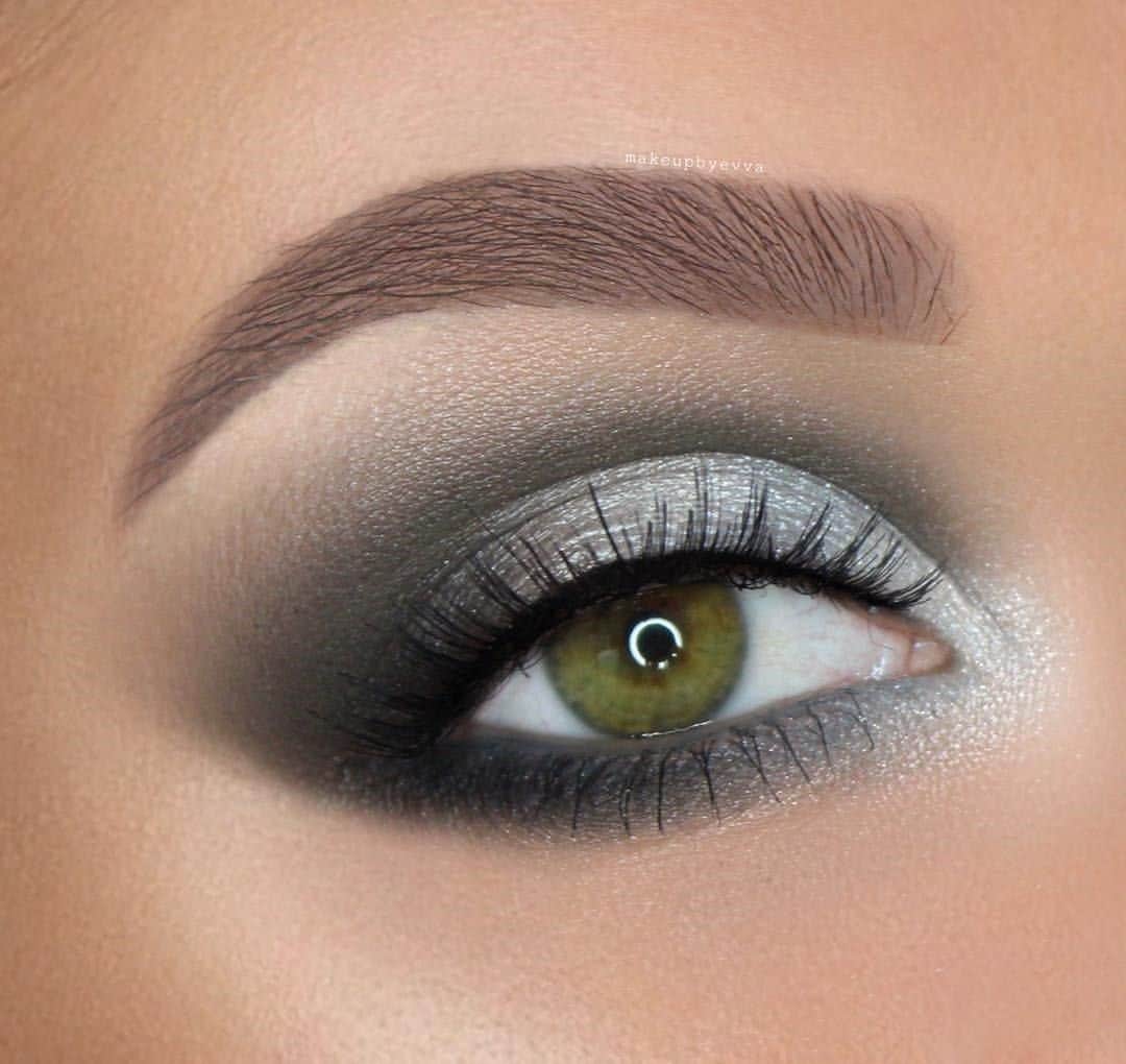 макияж для зеленых глаз серебрянный металлик